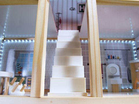 Domek dla lalek drewniany MDF + mebelki 78cm czarny LED Domek dla lalek drewniany MDF + mebelki 78cm czarny LED