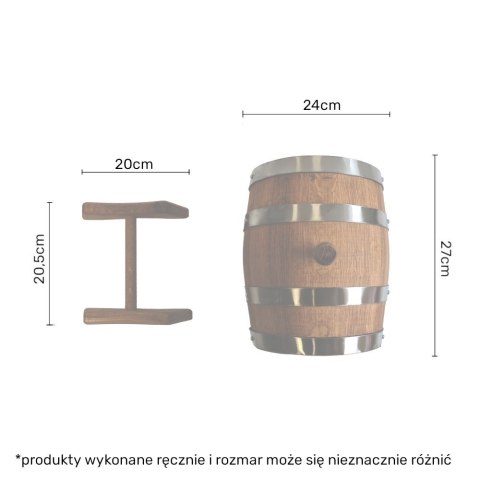 Beczka drewniana dębowa 5l wypalana na bimber, whisky lub wino + grawer Beczka drewniana dębowa 5l wypalana na bimber, whisky lub wino + grawer