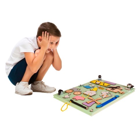 Tablica manipulacyjna dwustronna kredowa drewniana farma kolorowa Tablica manipulacyjna dwustronna kredowa drewniana farma kolorowa