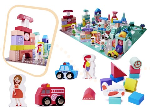 Klocki drewniane edukacyjne miasto puzzle 128el. Klocki drewniane edukacyjne miasto puzzle 128el.