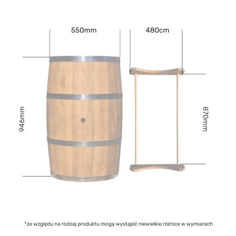Beczka dębowa 225l z dębu Quercus robur + stojak Beczka dębowa 225l z dębu Quercus robur + stojak